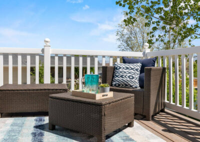 Outdoor furniture on newly designed deck
